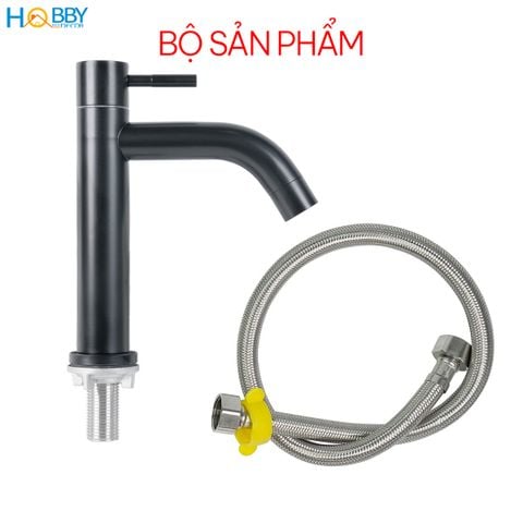 Vòi xả chậu rửa mặt lavabo Inox 304 sơn đen Hobby Home Decor LBL3D