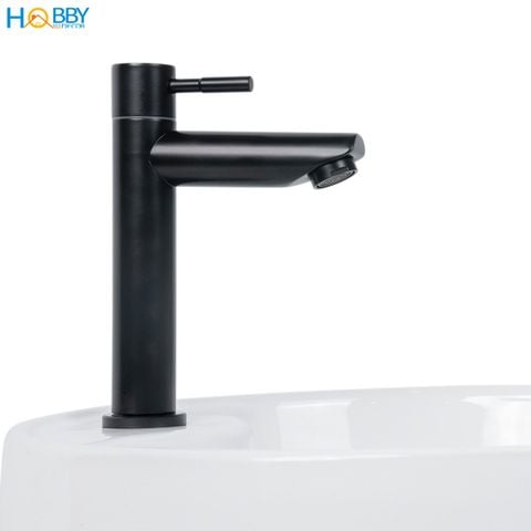 Vòi chậu rửa mặt lavabo lạnh Inox 304 sơn đen Hobby Home Decor LBL4D