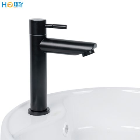Vòi chậu rửa mặt lavabo lạnh Inox 304 sơn đen Hobby Home Decor LBL4D