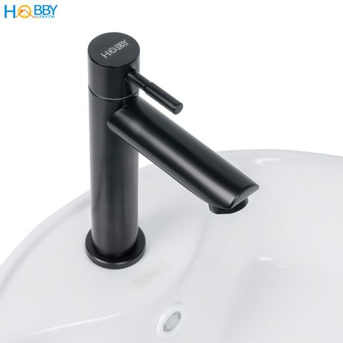 Vòi chậu rửa mặt lavabo lạnh Inox 304 sơn đen Hobby Home Decor LBL4D