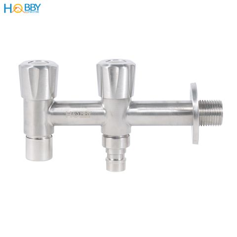 Vòi nước 2 đầu xả vặn đa năng inox 304 ren 21 Hobby home decor VIN4