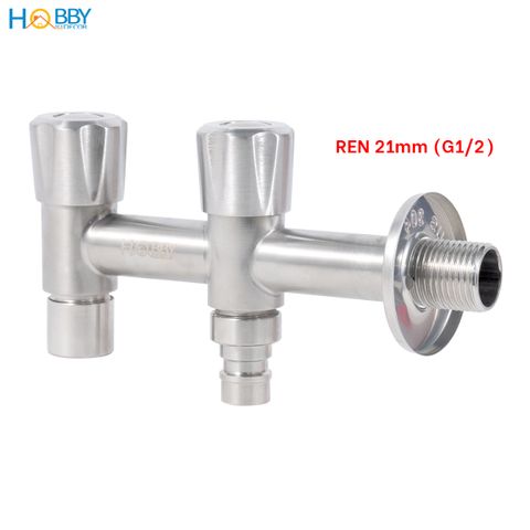 Vòi nước 2 đầu xả vặn đa năng inox 304 ren 21 Hobby home decor VIN4