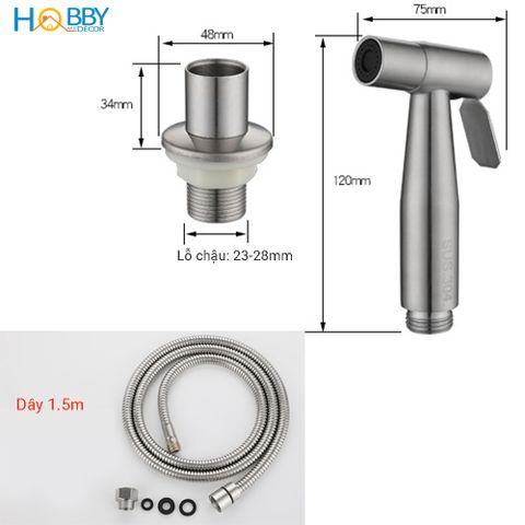 Vòi xịt rửa gắn chậu rửa chén inox 304 Hobby home decor GB1 dây 150cm