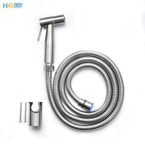 Bộ vòi xịt vệ sinh rửa toilet tăng áp inox 304 Hobby home decor VSR1 dây sen 1.5m