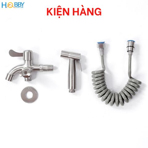 Bộ vòi xịt vệ sinh kèm vòi xả inox 304 dây lò xo Hobby Home Decor GXLX