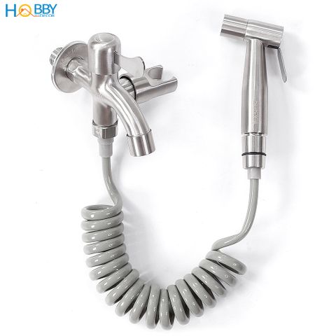Bộ vòi xịt vệ sinh kèm vòi xả inox 304 dây lò xo Hobby Home Decor GXLX