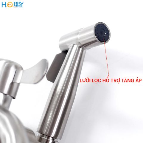 Bộ vòi xịt vệ sinh kèm vòi xả inox 304 dây lò xo Hobby Home Decor GXLX