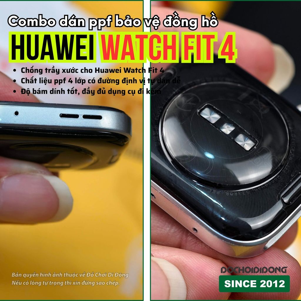 [4 lớp có định vị dễ dán] Combo 4 dán màn hình ppf cho Huawei Watch Fit 4