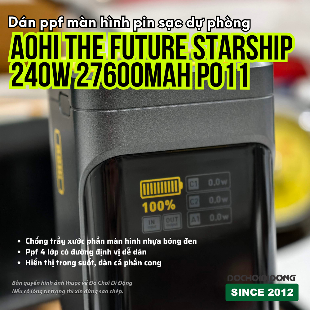 Dán ppf màn hình pin sạc dự phòng AOHI The Future Starship 240W 27600mAh P011