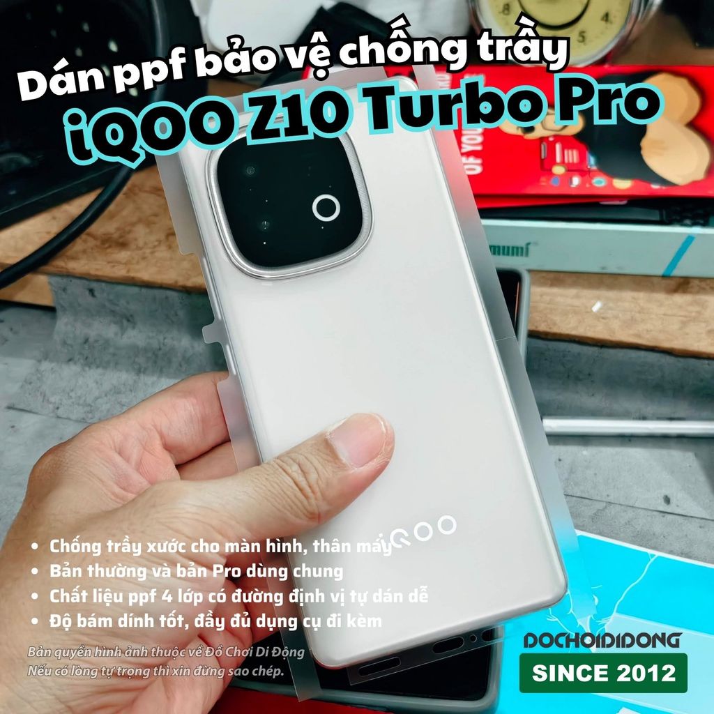 Dán PPF Chống Trầy Xước Toàn Diện Cho iQOO Z10 Turbo Pro - Bảo Vệ Màn Hình & Thân Máy Cao Cấp
