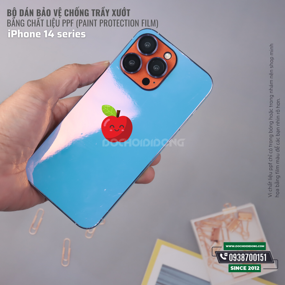 Miếng dán ppf cho iPhone 14 / 14 Plus / 14 Pro / 14 Pro Max bảo vệ trầy xướt va chạm nhẹ - mặt lưng, màn hình, viền, camera