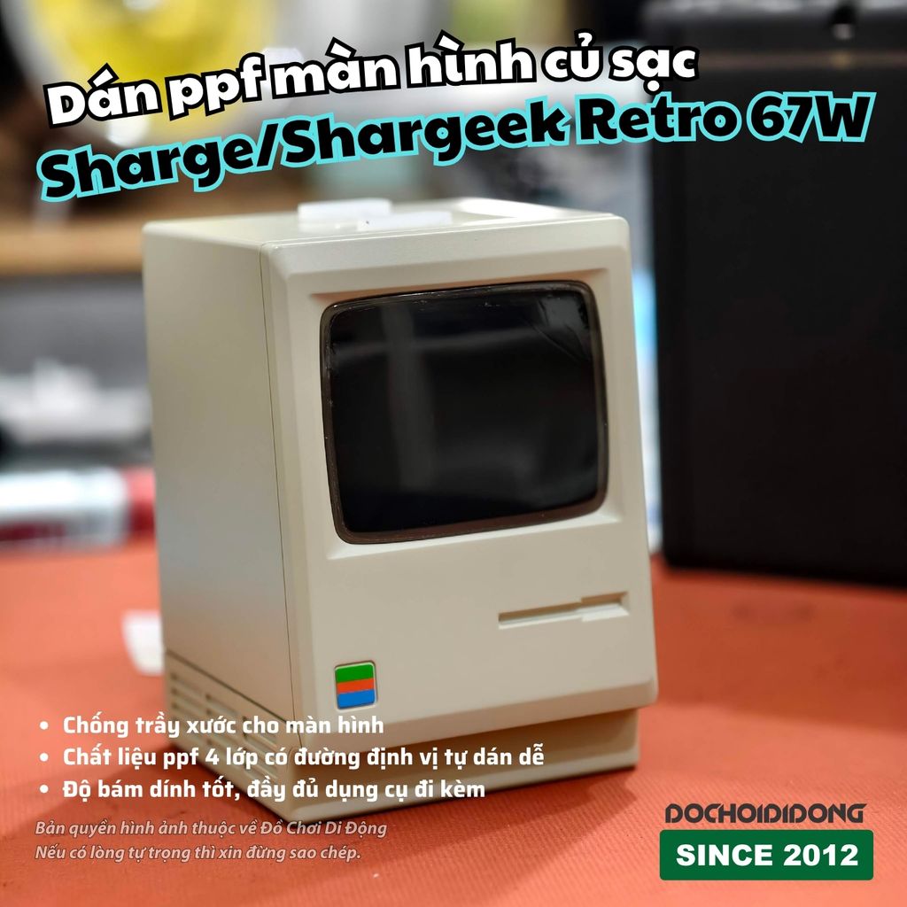 Miếng dán PPF bảo vệ màn hình cho củ sạc Sharge/Shargeek Retro 67W – Chống trầy xước