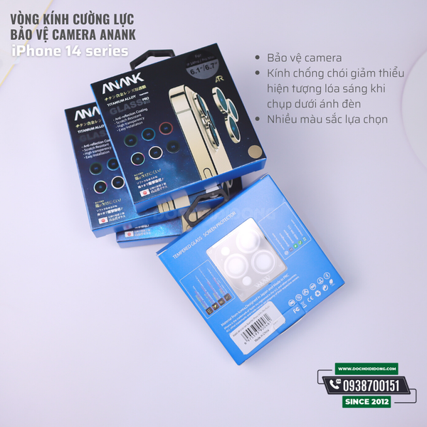 Vòng kính cường lực bảo vệ camera cho iPhone 14 - 14 Plus - 14 Pro - 14 Pro Max chống chói ANANK AR