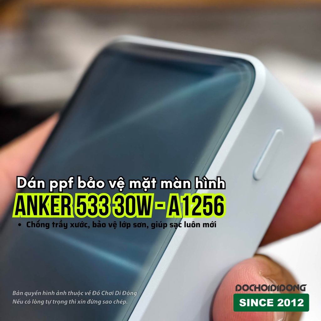 Dán PPF Cao Cấp Bảo Vệ Màn hình Sạc Dự Phòng Anker 533 30W (A1256) 10000mah - Chống Trầy Xước, Luôn Mới