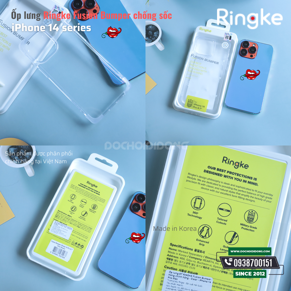 Ốp lưng iPhone 14 Pro Max ( 14 , 14 Plus, 14 Pro ) Ringke Fusion Bumper chống sốc Hàn Quốc