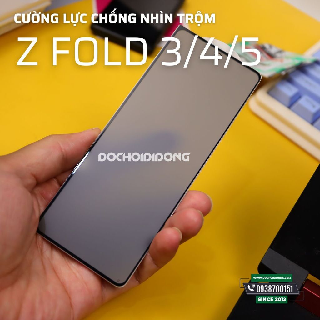 [Có Nhám CNT] Dán cường lực chống nhìn trộm Samsung Z Fold3 / Fold4 / Fold5 (Fold 3 - Fold 4 - Fold 5) Zacase Anti Spy full & không kén ốp