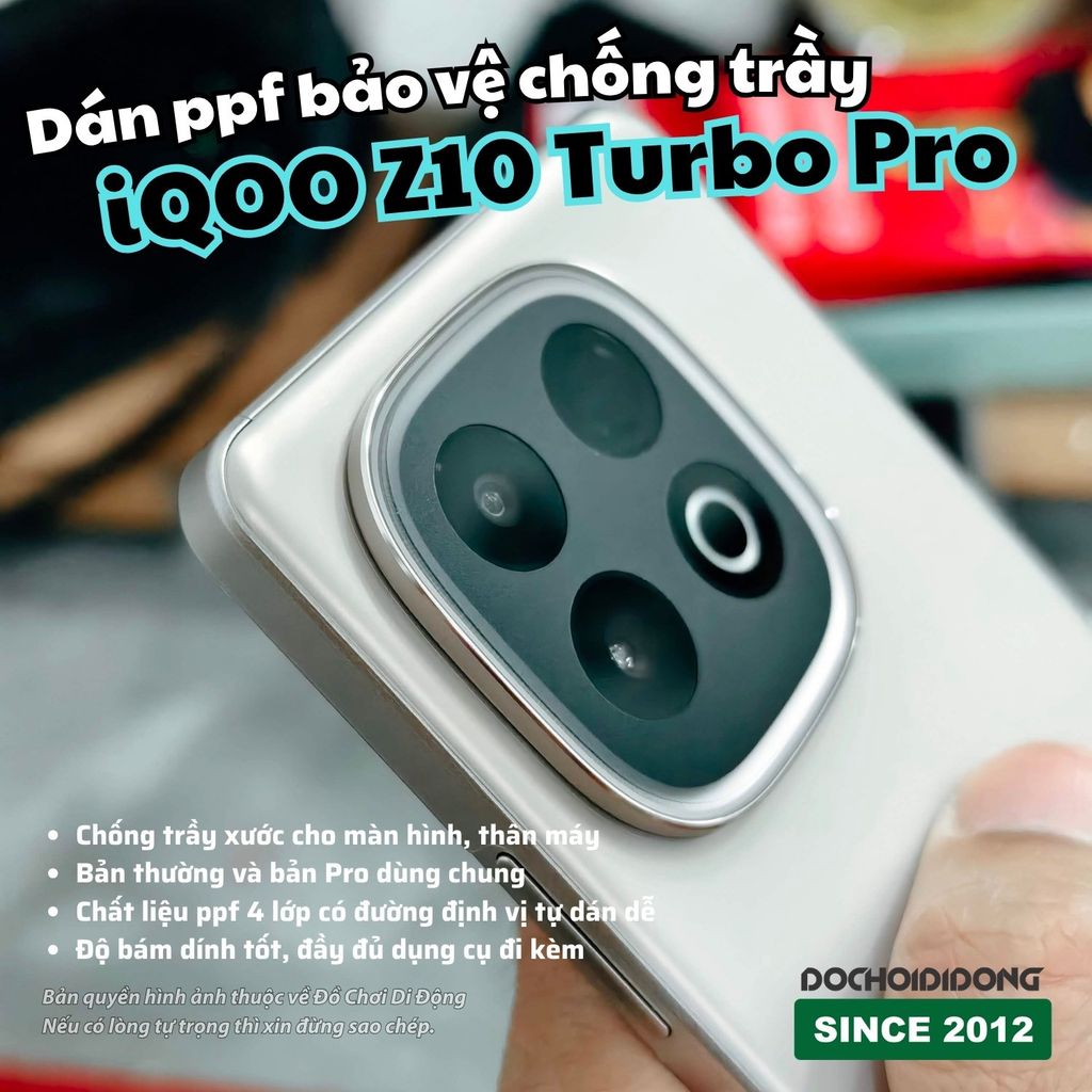 Dán PPF Chống Trầy Xước Toàn Diện Cho iQOO Z10 Turbo Pro - Bảo Vệ Màn Hình & Thân Máy Cao Cấp