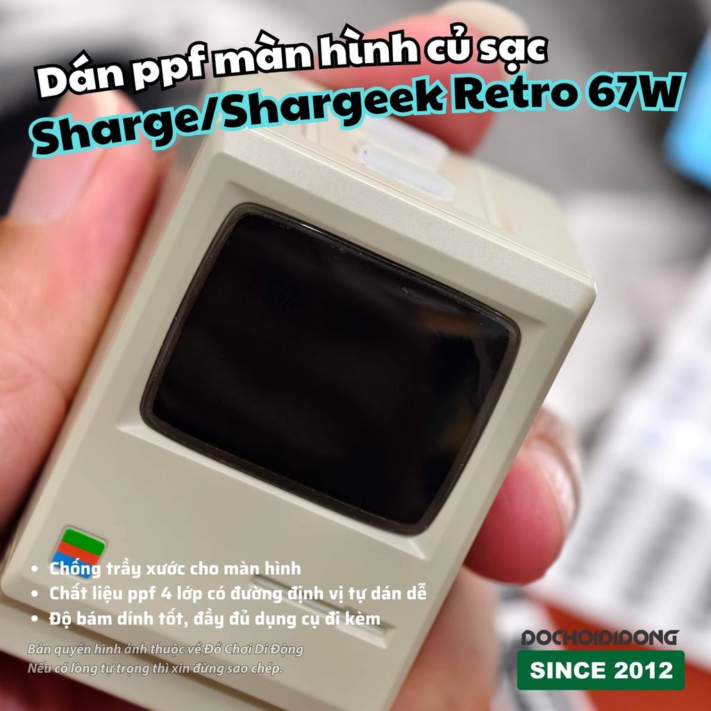 Miếng dán PPF bảo vệ màn hình cho củ sạc Sharge/Shargeek Retro 67W – Chống trầy xước