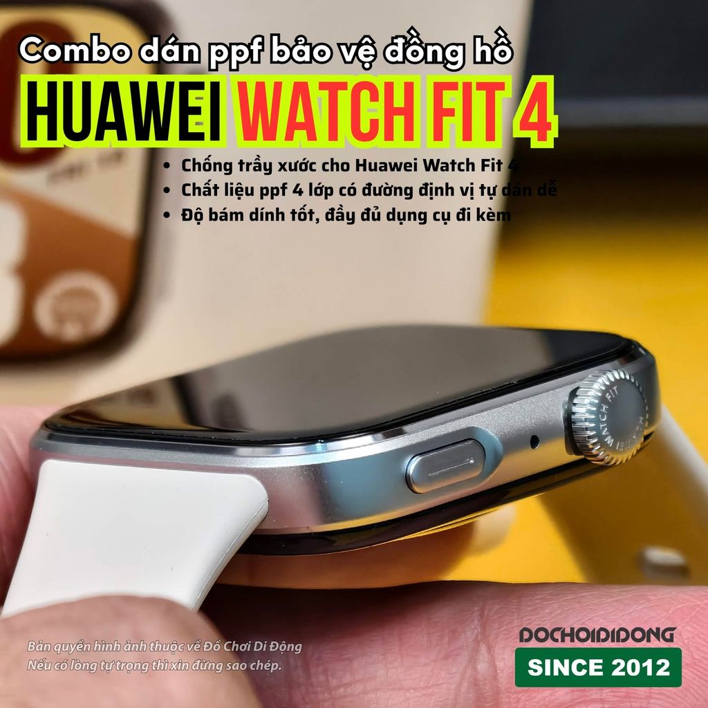[4 lớp có định vị dễ dán] Combo 4 dán màn hình ppf cho Huawei Watch Fit 4
