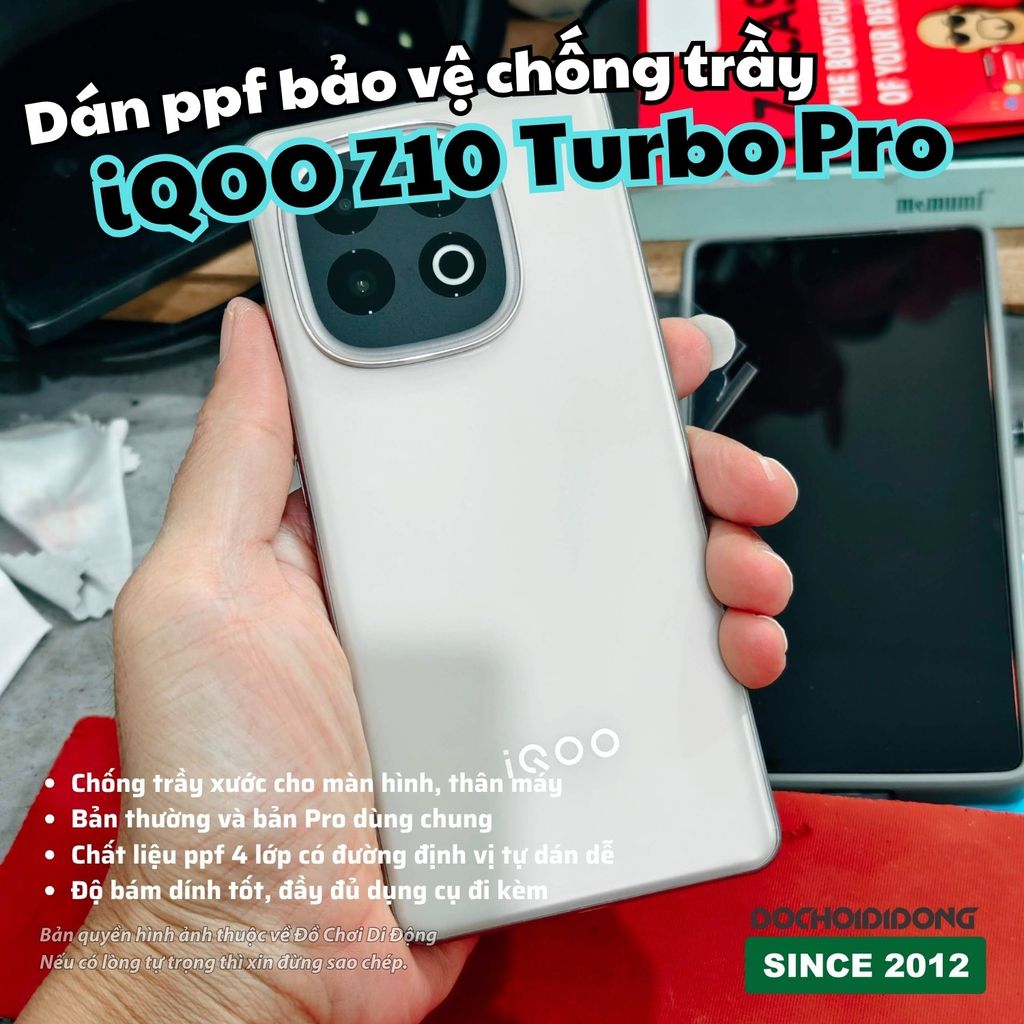 Dán PPF Chống Trầy Xước Toàn Diện Cho iQOO Z10 Turbo Pro - Bảo Vệ Màn Hình & Thân Máy Cao Cấp