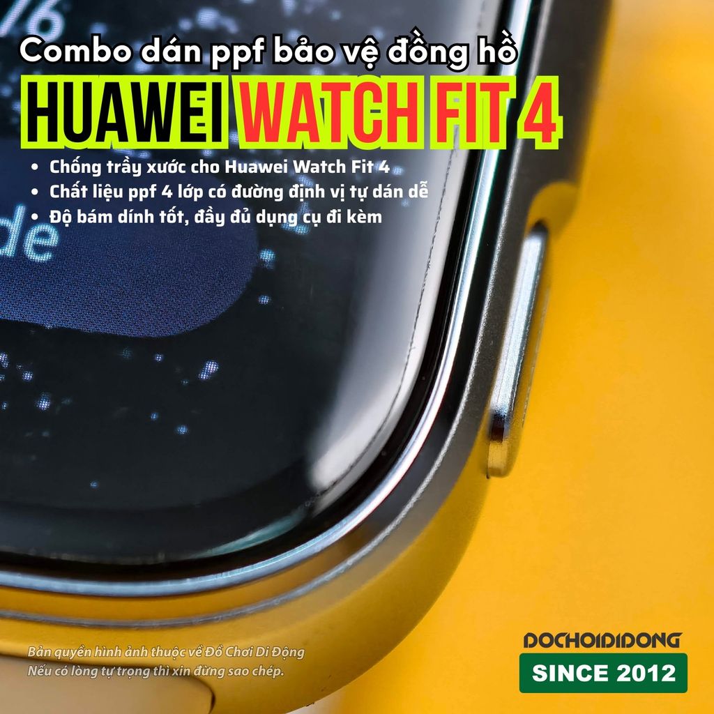 [4 lớp có định vị dễ dán] Combo 4 dán màn hình ppf cho Huawei Watch Fit 4