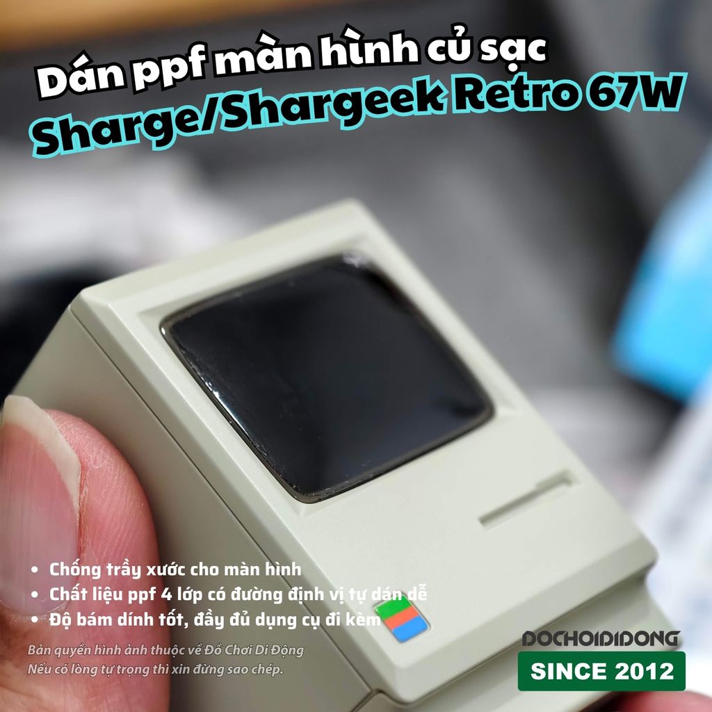 Miếng dán PPF bảo vệ màn hình cho củ sạc Sharge/Shargeek Retro 67W – Chống trầy xước