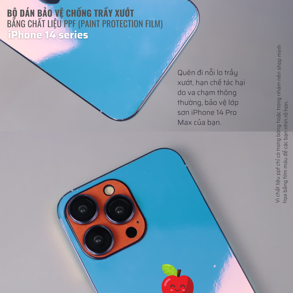Miếng dán ppf cho iPhone 14 / 14 Plus / 14 Pro / 14 Pro Max bảo vệ trầy xướt va chạm nhẹ - mặt lưng, màn hình, viền, camera