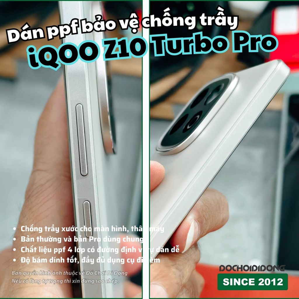 Dán PPF Chống Trầy Xước Toàn Diện Cho iQOO Z10 Turbo Pro - Bảo Vệ Màn Hình & Thân Máy Cao Cấp