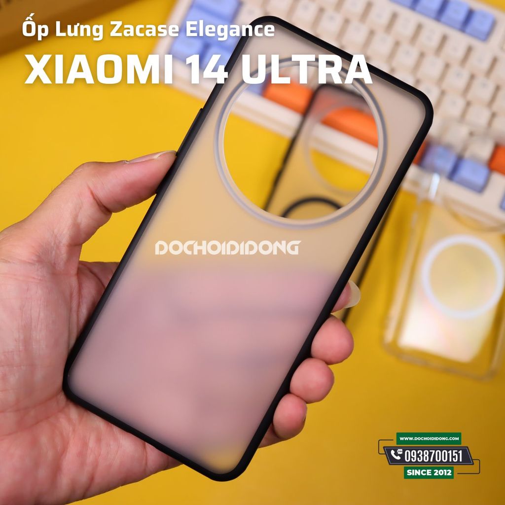 Ốp Lưng Xiaomi 14 Ultra Zacase Elegance Lưng Nhám Viền Đen Chống Sốc