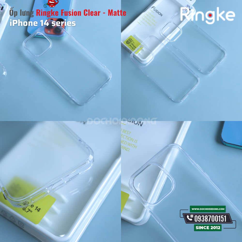 Ốp lưng iPhone 14 Pro Max ( 14 , 14 Plus, 14 Pro ) Ringke Fusion Clear Matte trong nhám Hàn Quốc