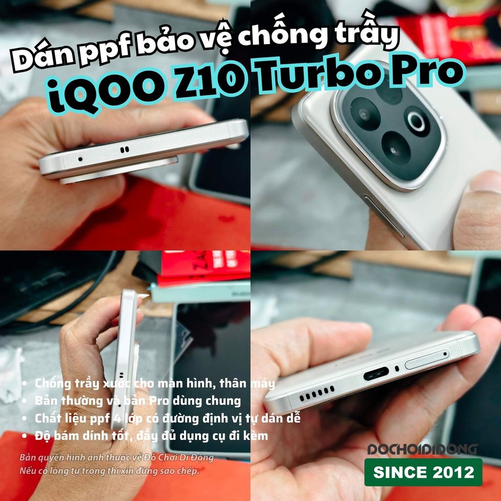 Dán PPF Chống Trầy Xước Toàn Diện Cho iQOO Z10 Turbo Pro - Bảo Vệ Màn Hình & Thân Máy Cao Cấp