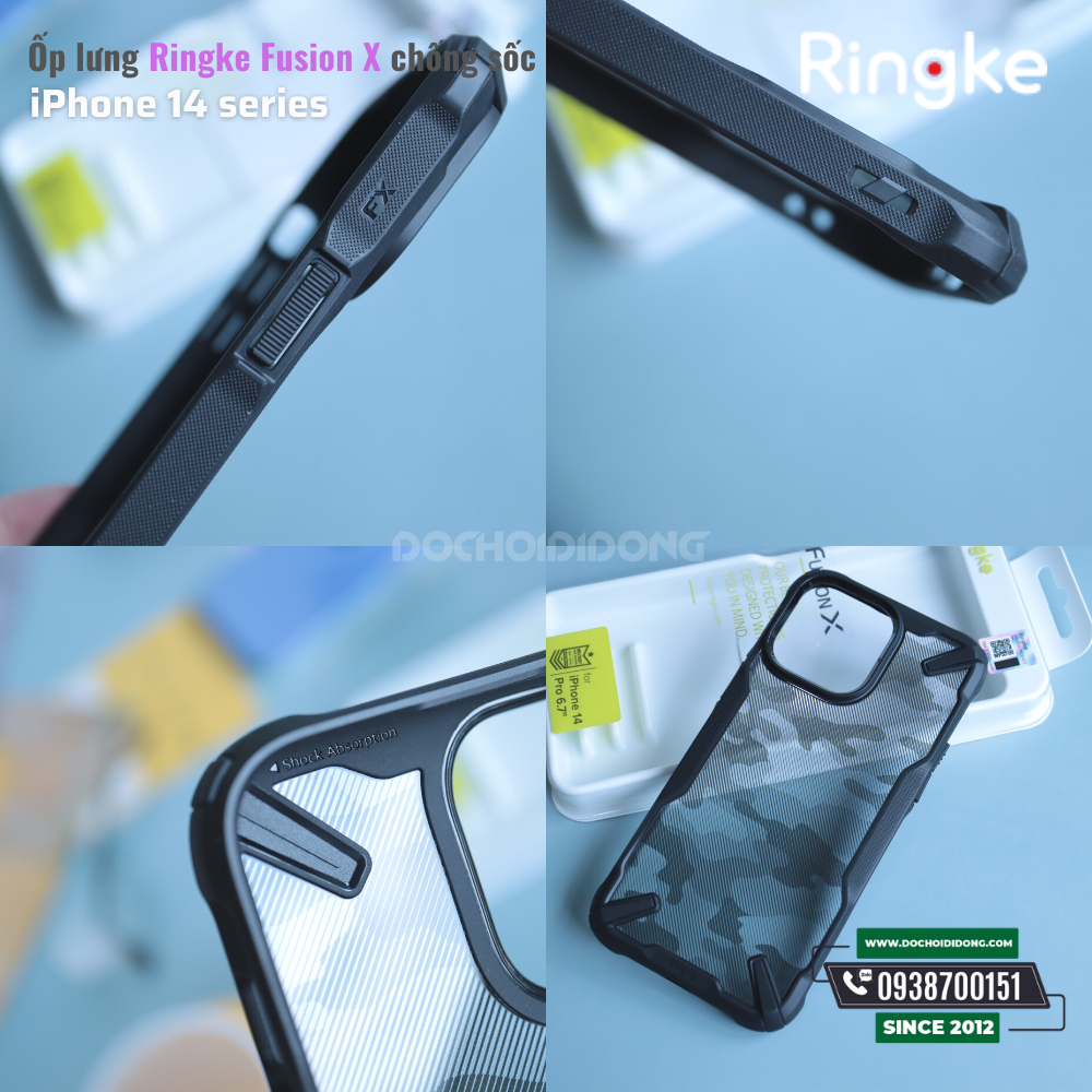 Ốp lưng iPhone 14 Pro Max ( 14 , 14 Plus, 14 Pro ) Ringke Fusionc X Black Camo chống sốc Hàn Quốc