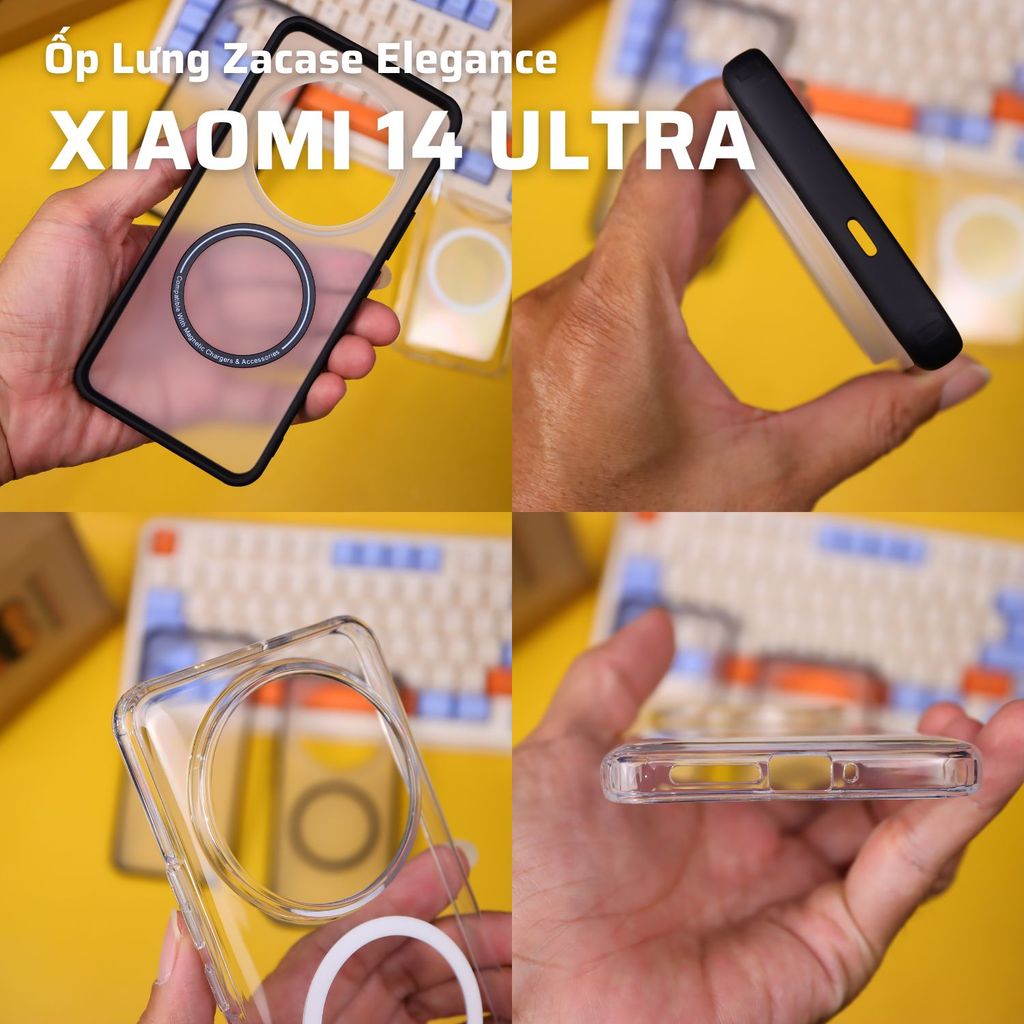 Ốp Lưng Xiaomi 14 Ultra Zacase Elegance Lưng Nhám Viền Đen Chống Sốc