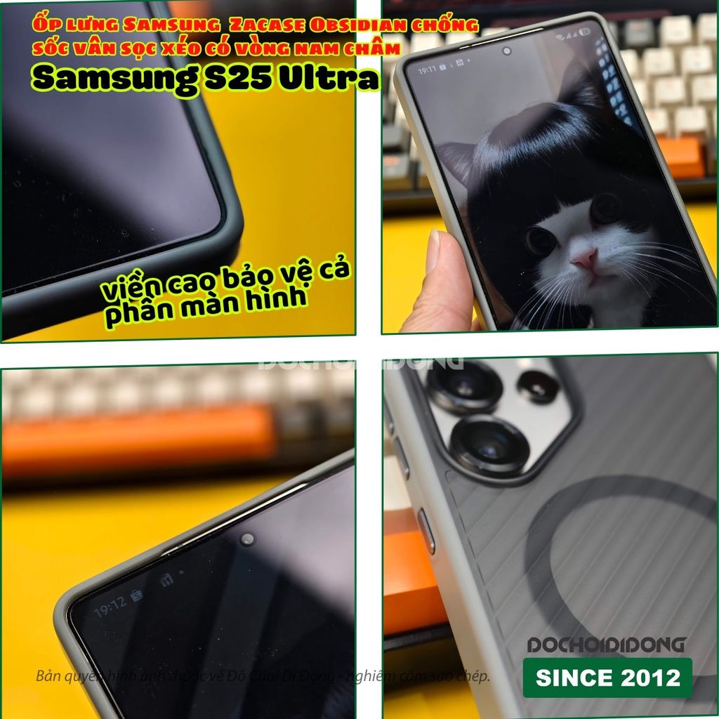 Ốp lưng Samsung S25 Ultra - S24 Ultra Zacase Obsidian chống sốc vân sọc xéo có vòng nam châm