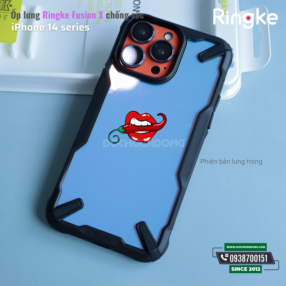 Ốp lưng iPhone 14 Pro Max ( 14 , 14 Plus, 14 Pro ) Ringke Fusionc X Black Camo chống sốc Hàn Quốc