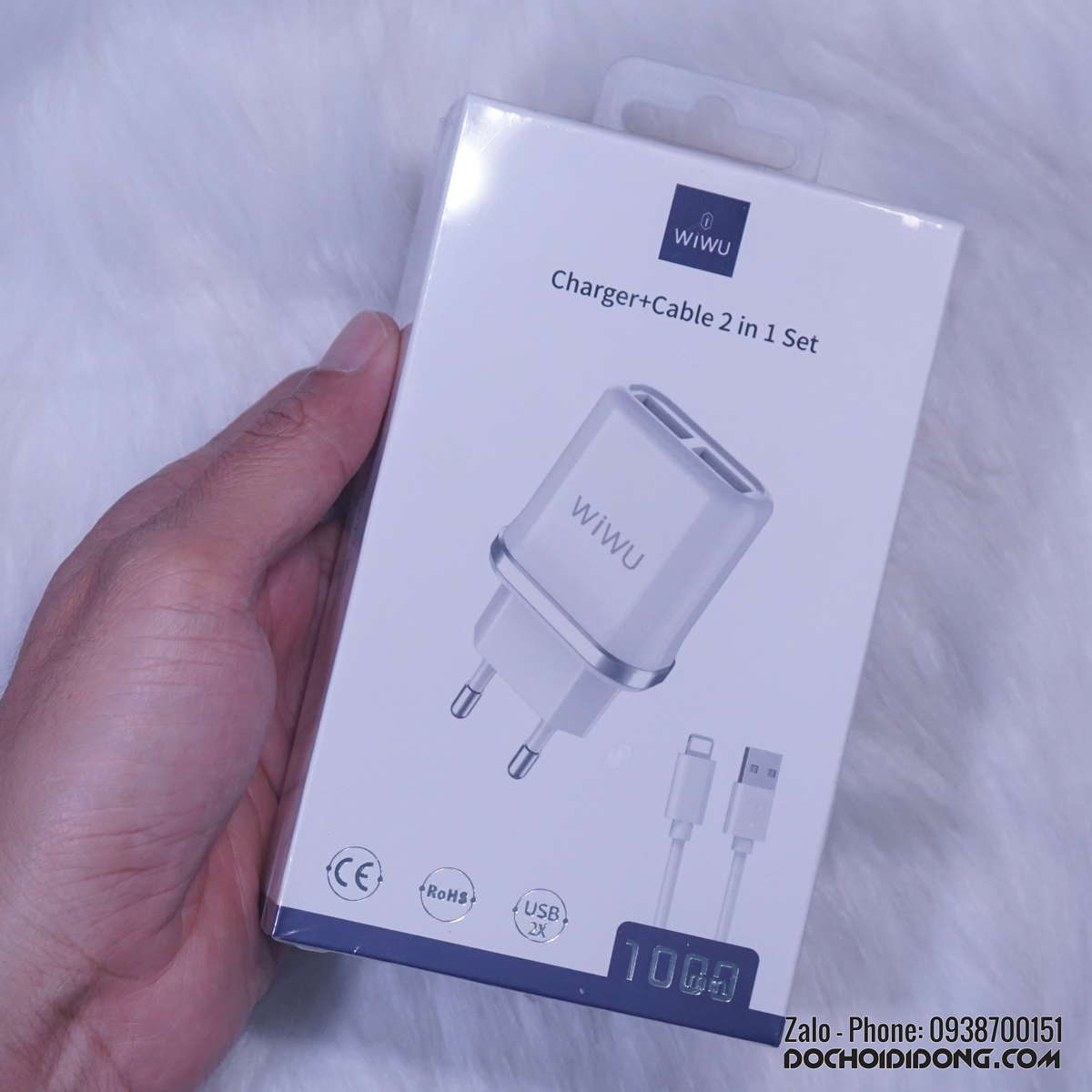 Bộ sạc 2 cổng kèm cáp Wiwu giá tốt cho điện thoại và máy tính bảng