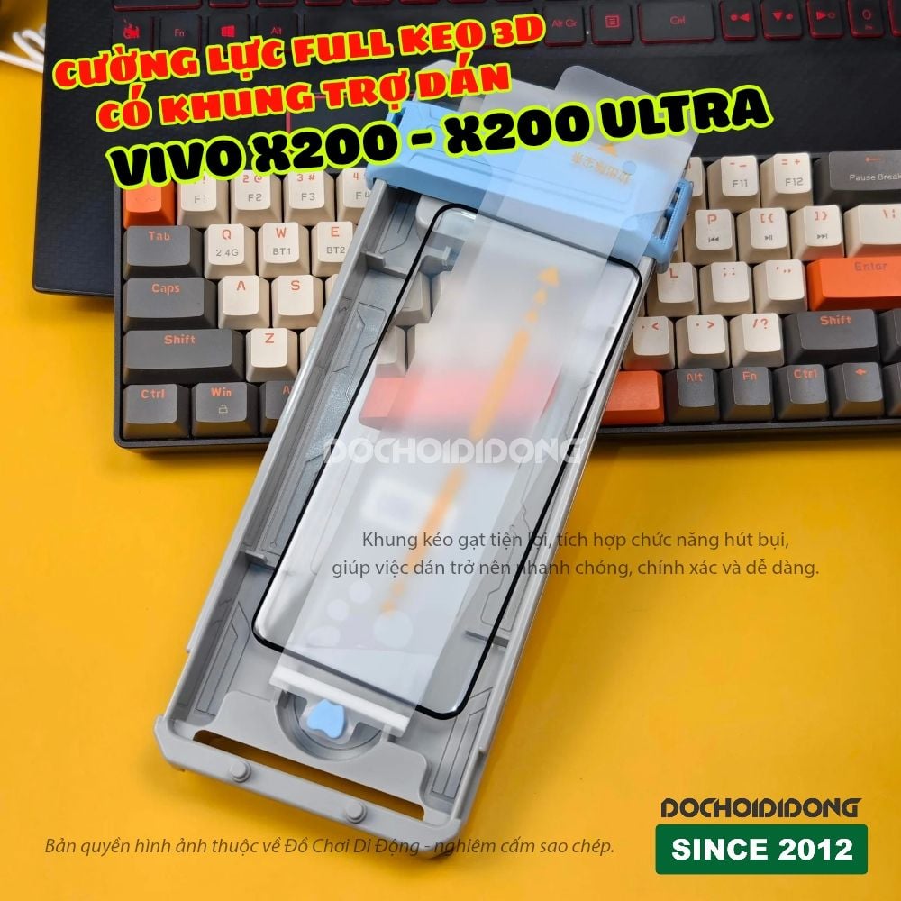 CƯỜNG LỰC FULL KEO 3D CÓ KHUNG TRỢ DÁN CHO VIVO X200 PRO / X200 ULTRA