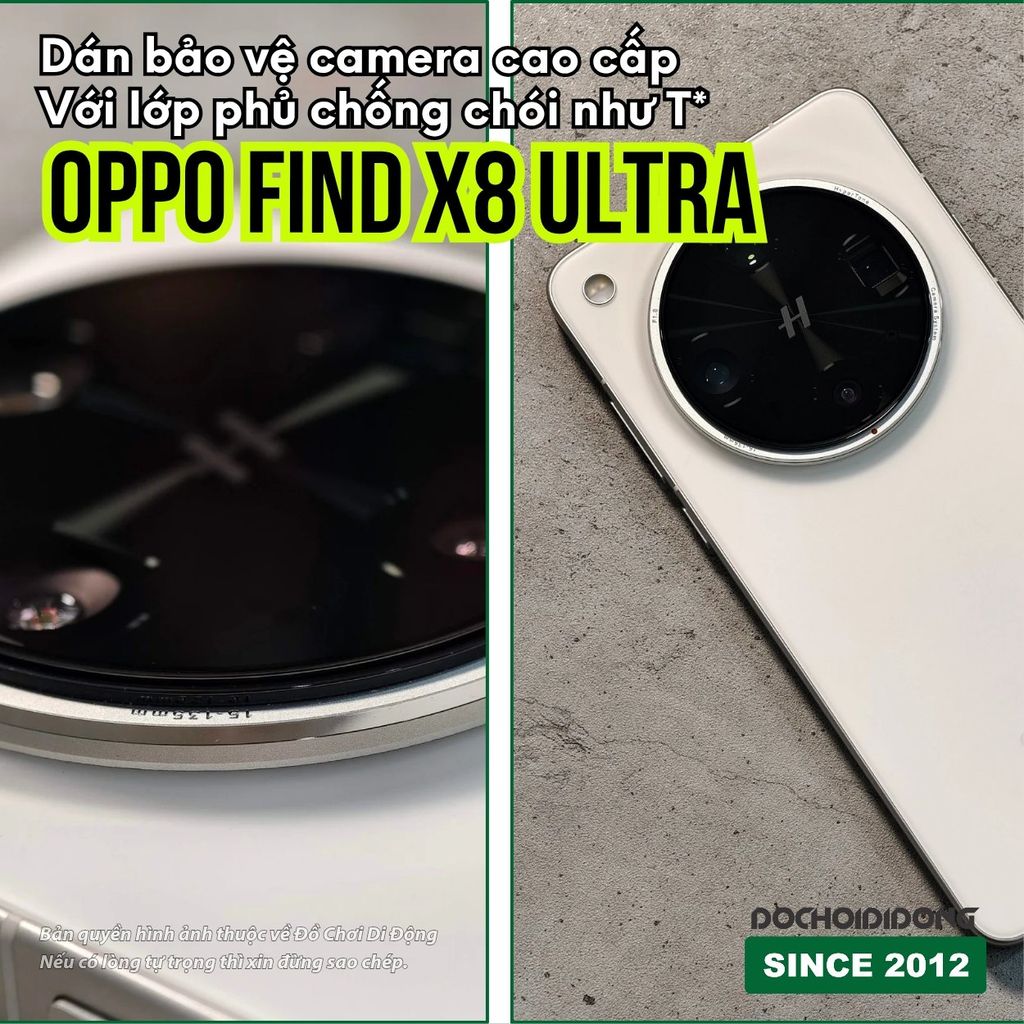 [ Giống Lớp Phủ T* ] Dán cường lực camera Oppo Find X7 - X7 Ultra - X8 Ultra chống chói cao cấp