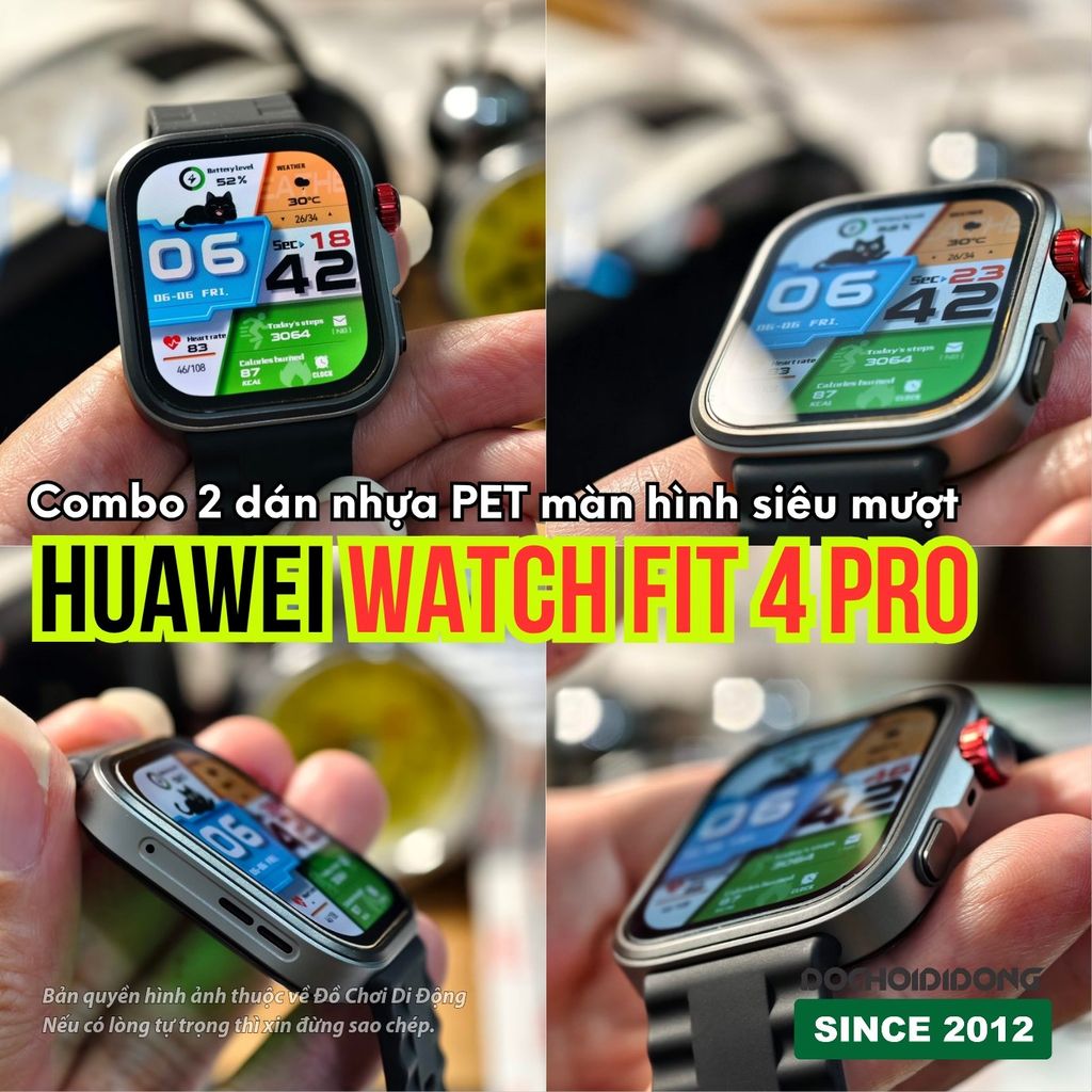 Combo 2 dán nhựa PET màn hình siêu mượt Huawei Watch Fit 4 Pro