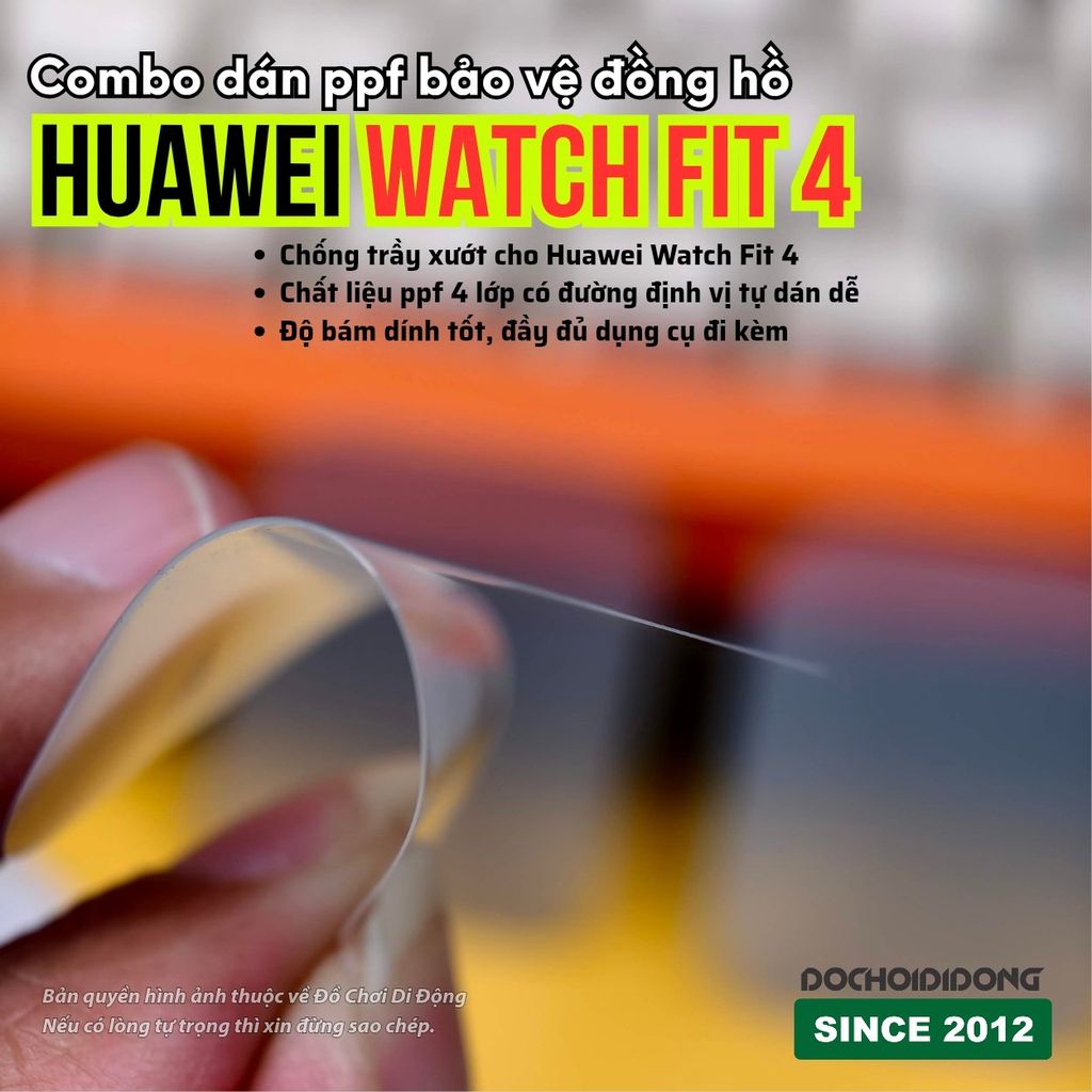 [4 lớp có định vị dễ dán] Combo 4 dán màn hình ppf cho Huawei Watch Fit 4