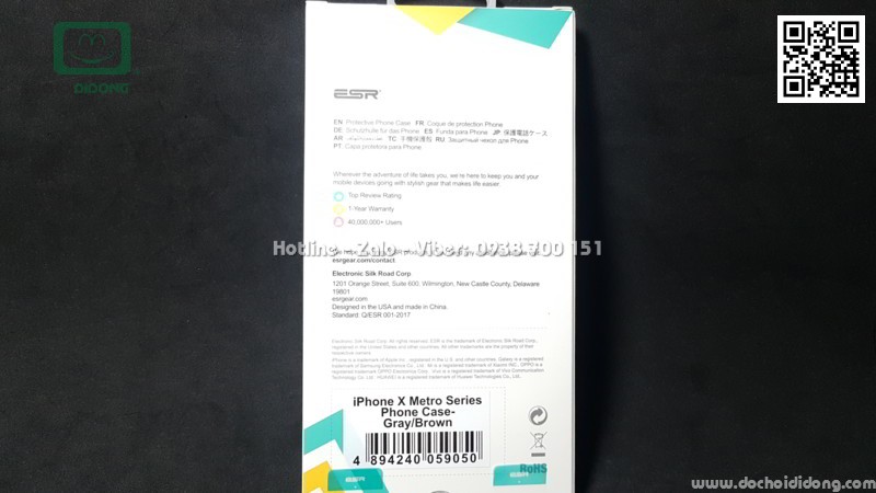 Ốp lưng iPhone X ESR Metro Series nhét card (USA)