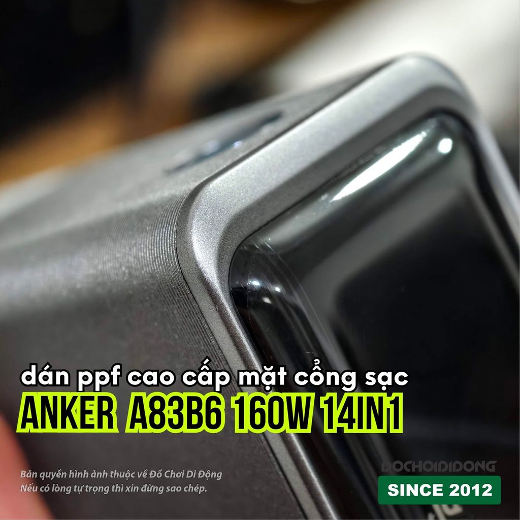 Miếng Dán PPF Cao Cấp Bảo Vệ Mặt Cổng Sạc ANKER A83B6 160W 14in1