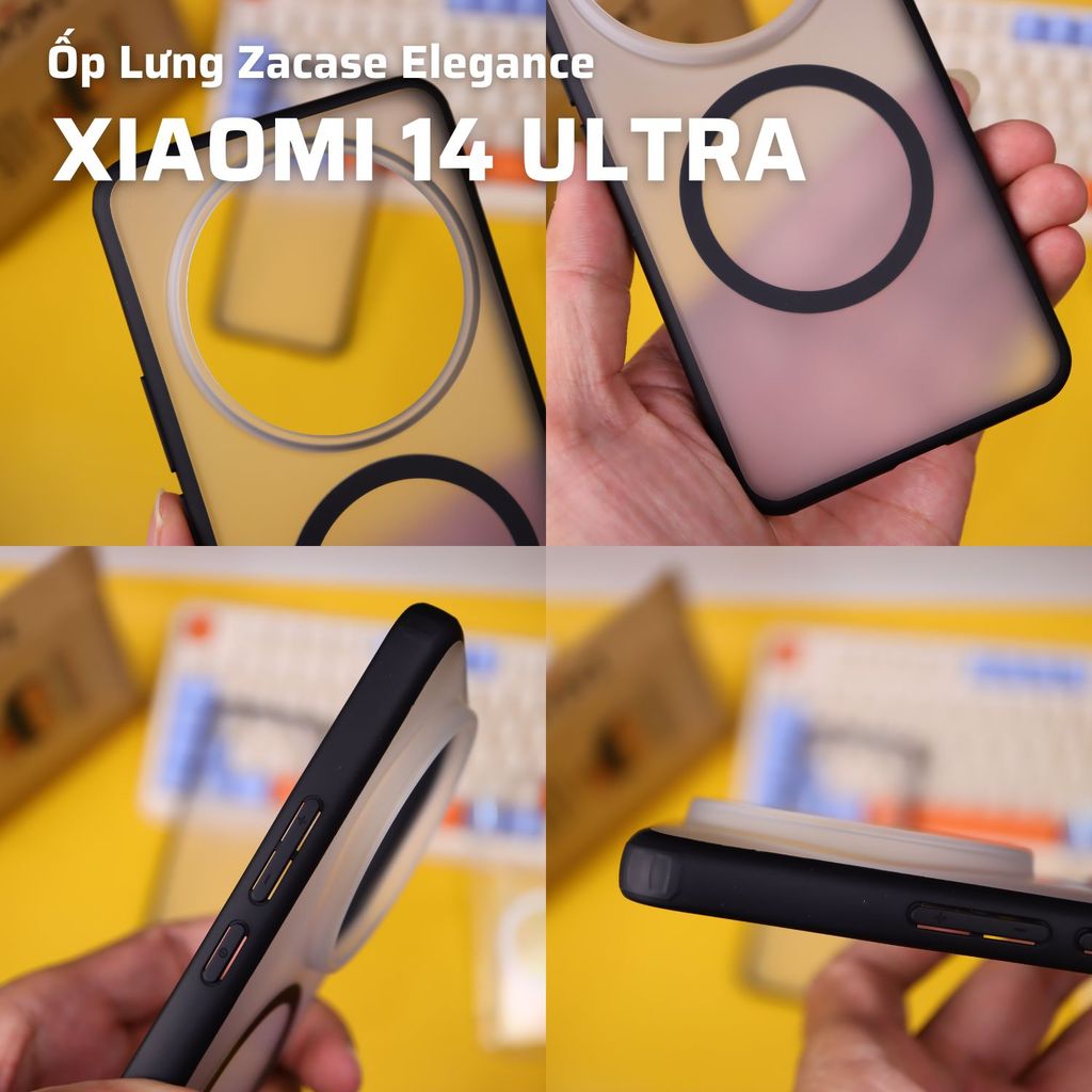 Ốp Lưng Xiaomi 14 Ultra Zacase Elegance Lưng Nhám Viền Đen Chống Sốc