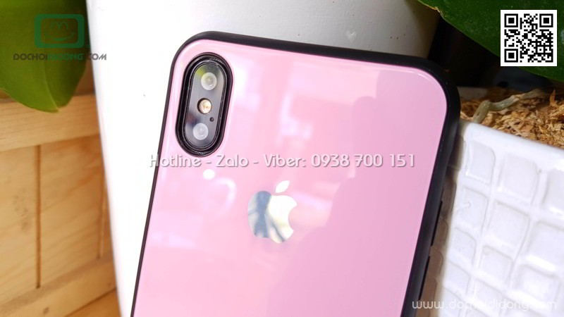 Ốp lưng iPhone X XS Hojar lưng kính cường lực viền mềm