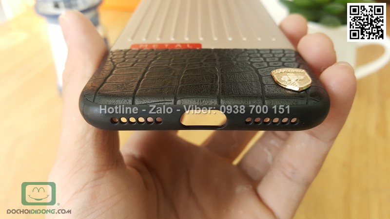 Ốp lưng iPhone 8 Meephone Metal bọc da