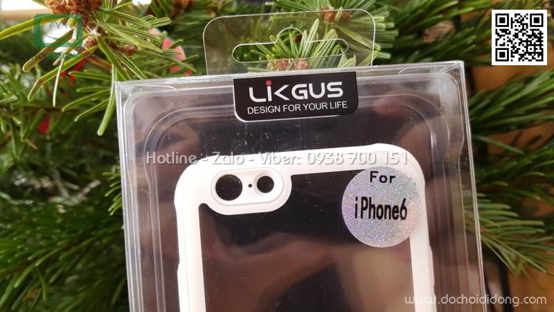 Ốp lưng iPhone 6 6S Likgus lưng kính viền dẻo