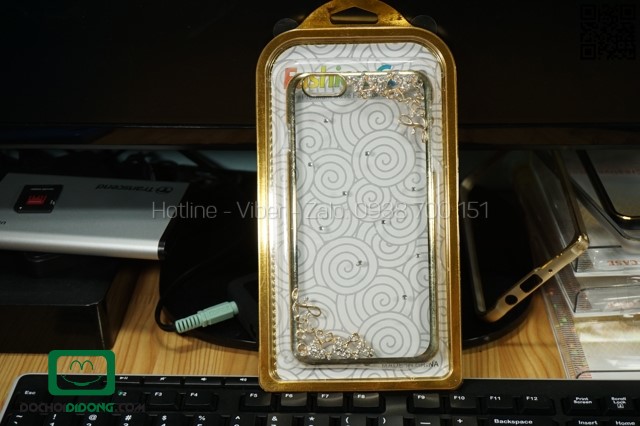 Ốp lưng iPhone 6 Plus viền xi đính đá