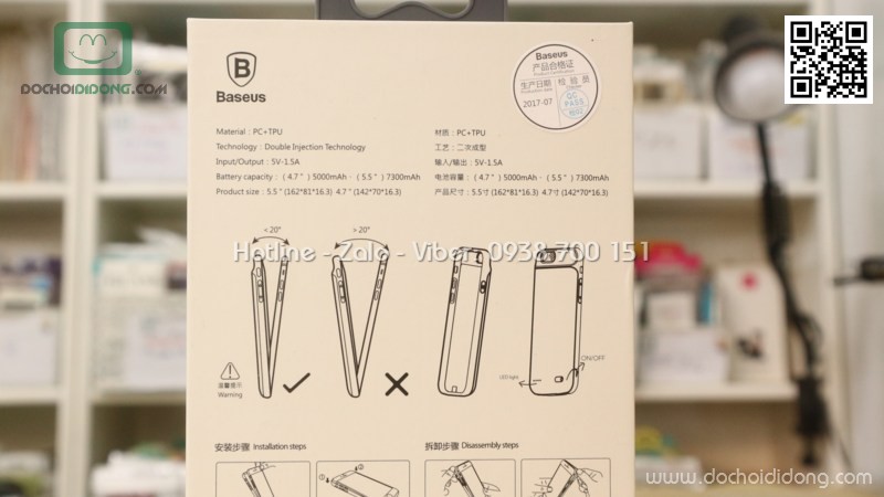 Ốp lưng sạc dự phòng iPhone 8 Plus Baseus 7300mAh