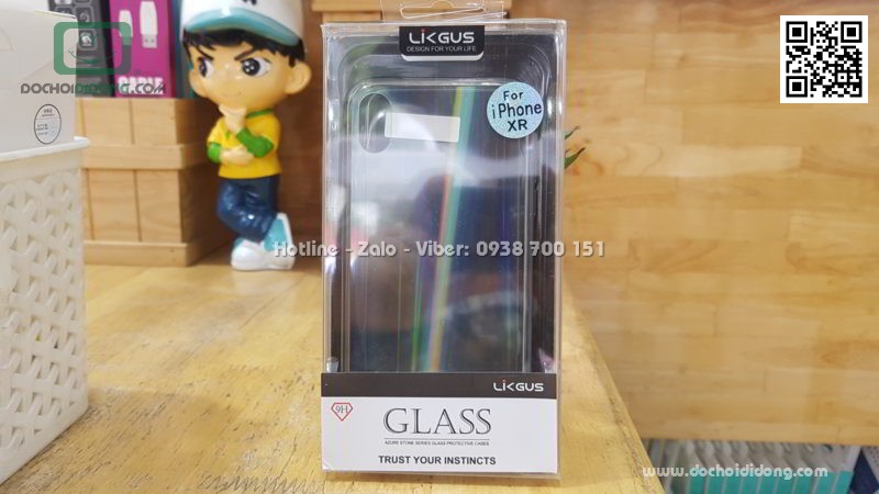 Ốp lưng iPhone XR Likgus Aurora lưng kính đổi màu