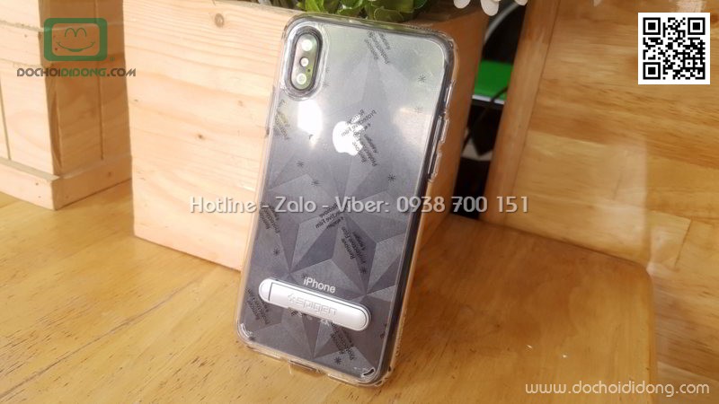 Ốp lưng iPhone X XS Spigen Ultra Hybrid có chống lưng